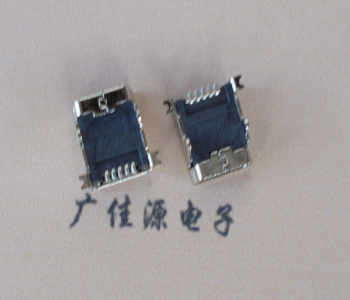 三角镇 MINI USB 5PF 90°SMT前插后贴电源接口