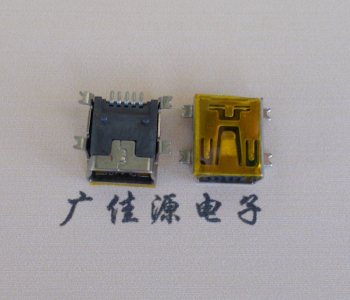 三角镇MINI USB 5P 接口 母座 全贴带麦拉 高9.6带0.9柱子