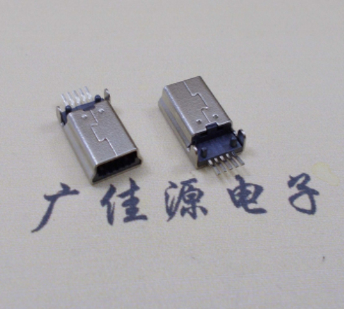 三角镇MINI USB公头 5pin端子贴板带柱 10.7mm体长