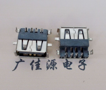 三角镇AF USB母座90度 DIP沉板3.9/4.9 耐高温有卷边