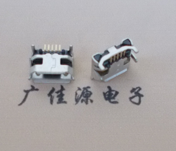 三角镇Micro USB母座牛角间距7.2x6.6mm加长端子定位柱