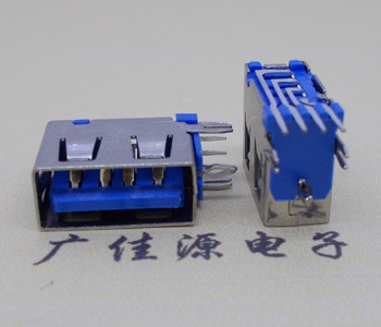 三角镇USB 测插2.0母座 短体10.0MM 接口 蓝色胶芯