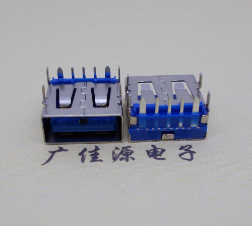 三角镇 USB5安大电流母座 OPPO蓝色胶芯,快速充电接口