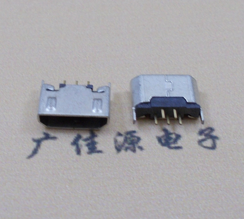 三角镇迈克USB 180度母座5p直插带地脚1.5端子直口