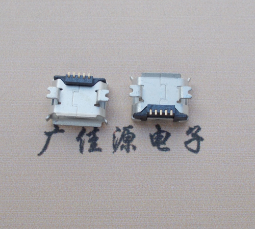 三角镇Micro USB 5PIN接口,B型垫高0.9mm鱼叉脚贴片雾锡卷边