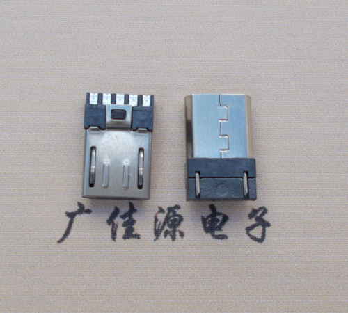 三角镇Micro USB 公头焊线短体10.5mm胶芯3.0前五后五