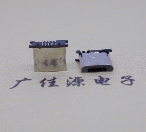 三角镇MICRO USB 5P公头短体5.6mm立贴带柱无卡勾