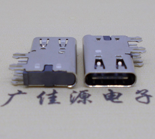 三角镇侧插USB3.1接头座子.90度type-c母座.6p侧插连接器