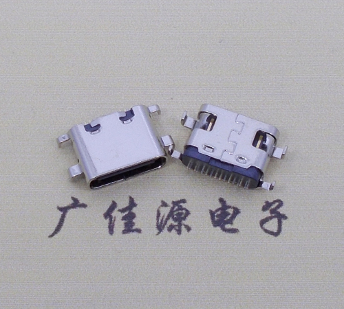 三角镇type c16p沉板母座破板0.8mm/1.0mm/1.2mm/1.6mm四脚插板端子SMT总体长度L=6.5mm