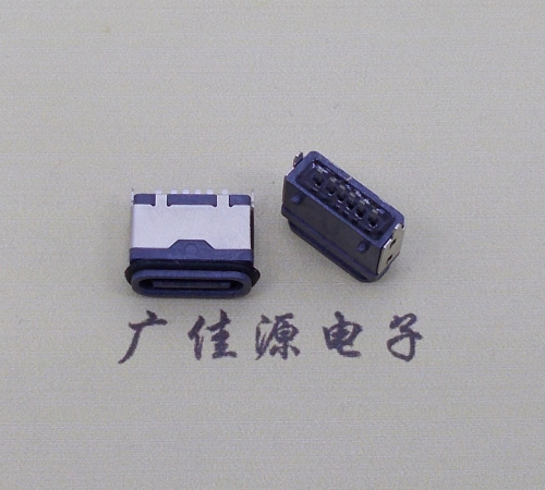 三角镇usb type c6p防水立插母座两脚插带定位柱